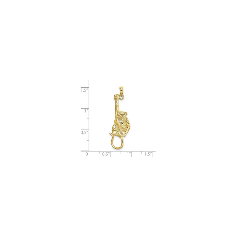 Textured Hanging Monkey Pendant (14K) scale - Popular Jewelry - New York