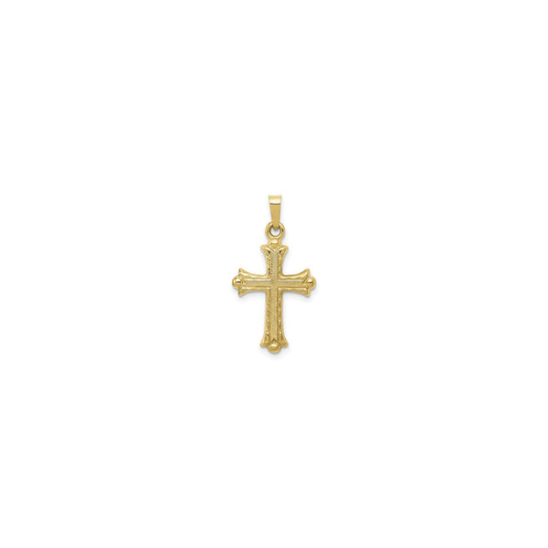 Textured Lightweight Fleur de Lis Cross Pendant small (14K) front - Popular Jewelry - New York