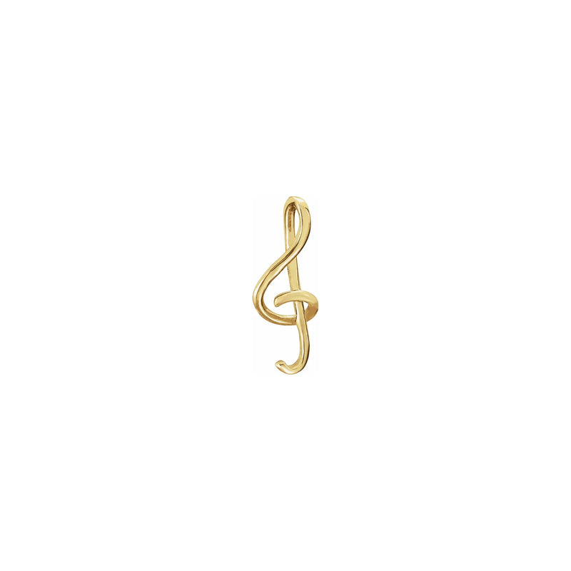 Treble Clef Musical Note Pendant yellow (14K) front - Popular Jewelry - New York