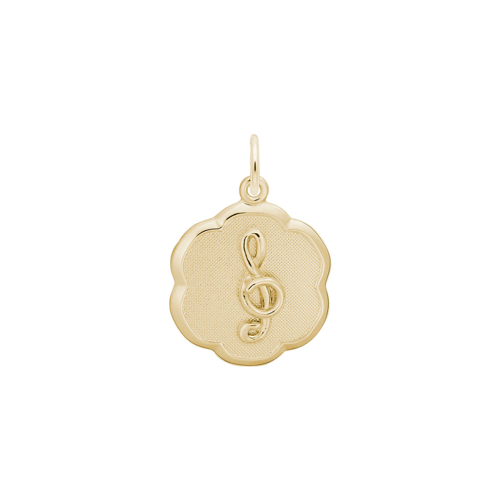 Treble Clef Scalloped Disc Charm yellow (14K) main - Popular Jewelry - New York
