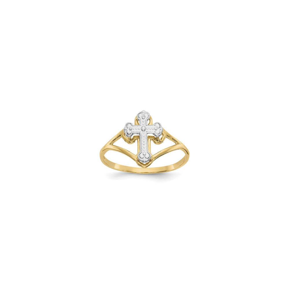 Two-Tone Budded Cross Ring (14K) main - Popular Jewelry - New York