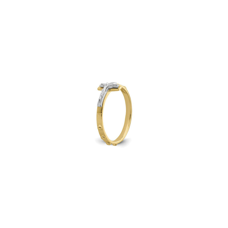 Two-Tone Crucifix Rosary Ring (14K) diagonal - Popular Jewelry - New York