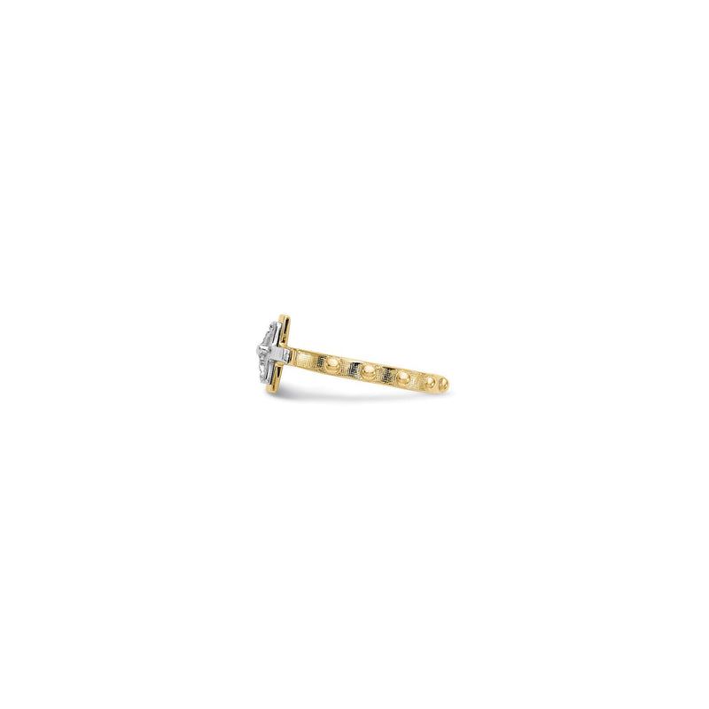 Two-Tone Crucifix Rosary Ring (14K) side - Popular Jewelry - New York