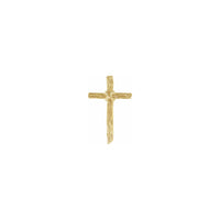 Woodgrain Cross Pendant yellow (14K) front - Popular Jewelry - New York