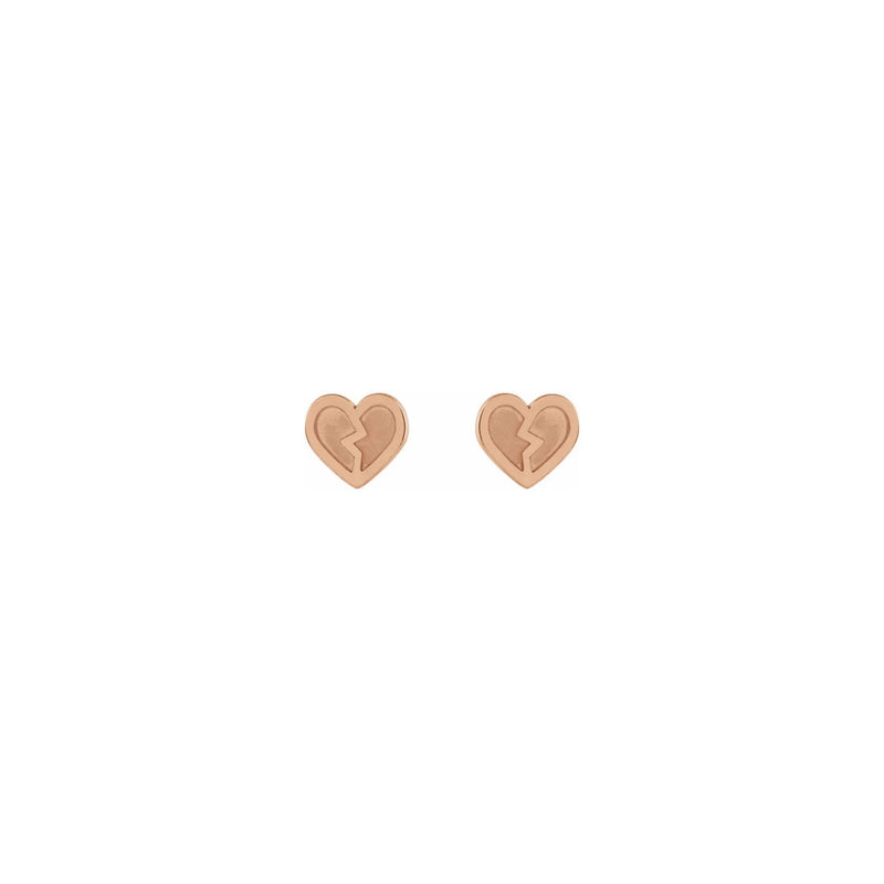 Broken Heart Stud Earrings rose (14K) front - Popular Jewelry - New York