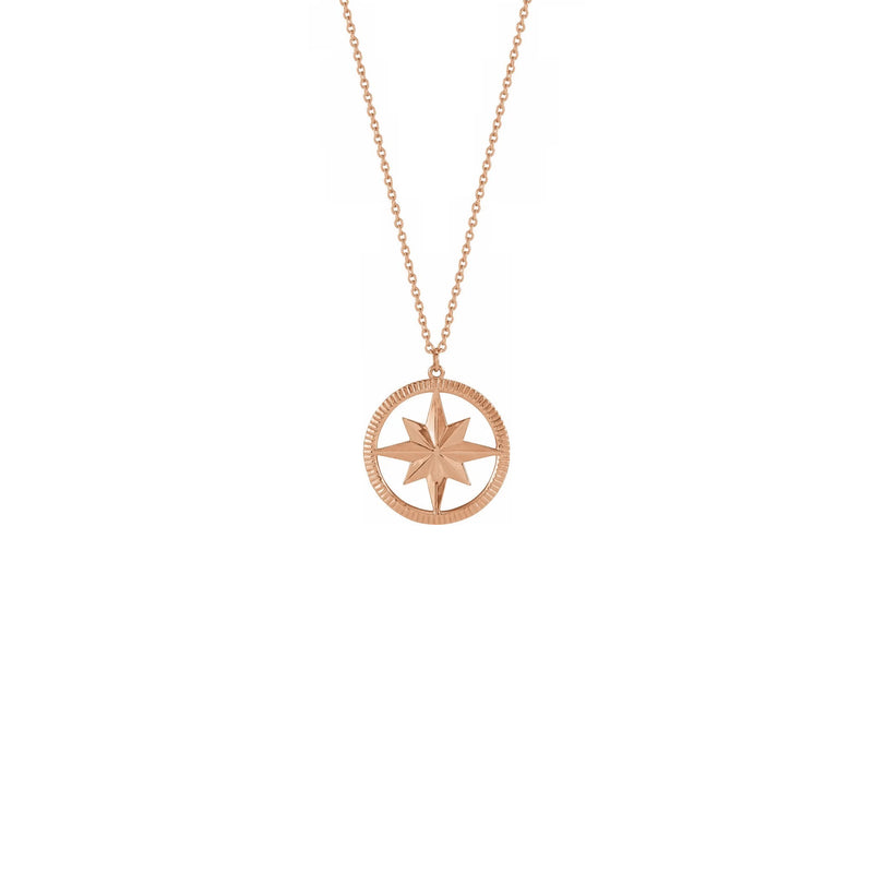 Compass Necklace rose (14K) front - Popular Jewelry - New York