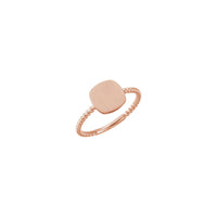 Cushion Square Beaded Stackable Signet Ring rose (14K) utama - Popular Jewelry - New York
