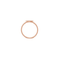 Cushion Square Beaded Stackable Signet Ring rose (14K) setting - Popular Jewelry - New York