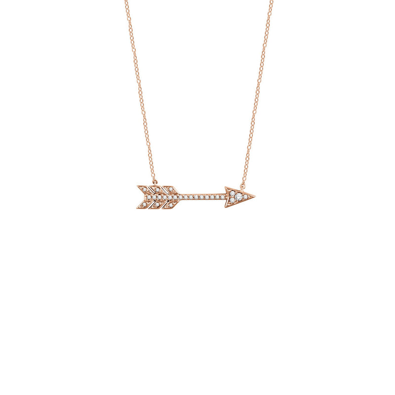 Diamond Arrow Necklace rose (14K) front - Popular Jewelry - New York