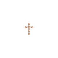 Diamond Beaded Cross Pendant rose (14K) front - Popular Jewelry - New York
