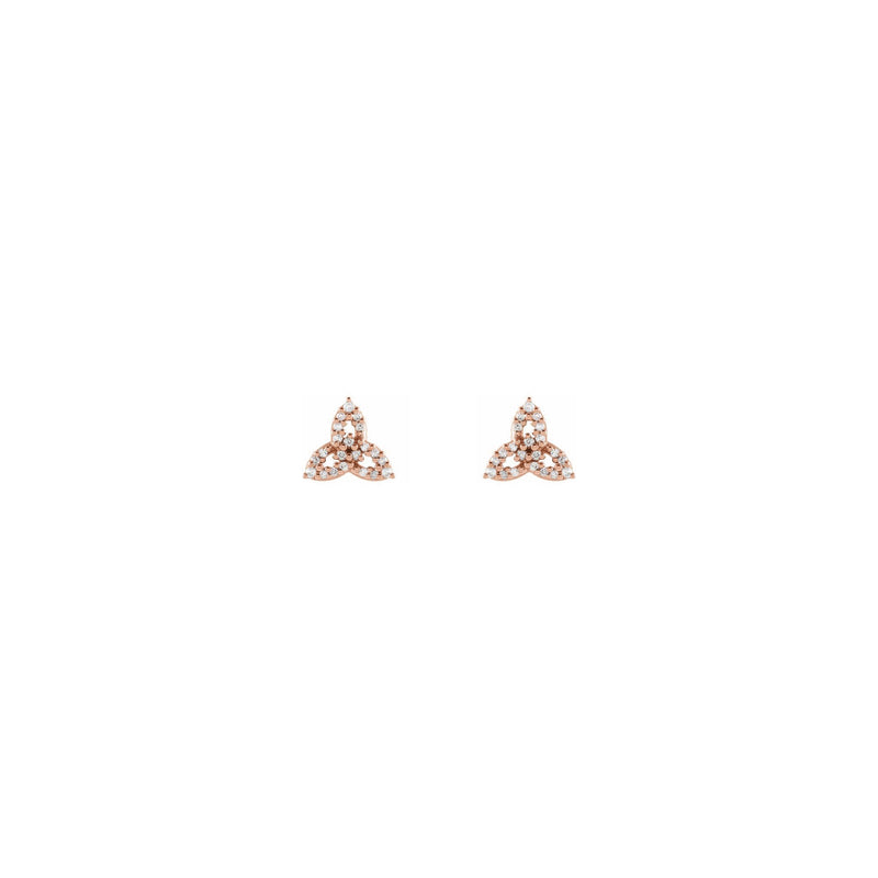 Diamond Celtic-Inspired Trinity Stud Earrings rose (14K) front - Popular Jewelry - New York