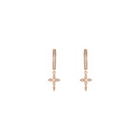 Diamond Cross Hinged Hoop Earrings rose (14K) front - Popular Jewelry - New York
