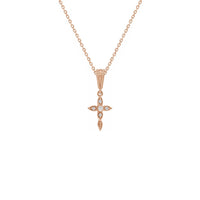 Diamond Drop Cross Ogrlica ruža (14K) sprijeda - Popular Jewelry - New York