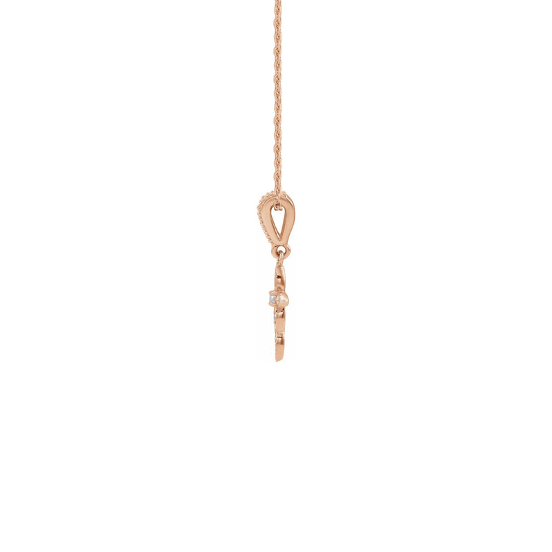 Diamond Drop Cross Necklace rose (14K) side - Popular Jewelry - New York