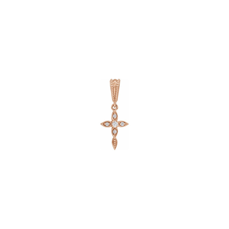 Diamond Drop Cross Pendant rose (14K) front - Popular Jewelry - New York