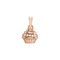 Diamond Glazed Cupcake Pendant rose (14K) front - Popular Jewelry - Нью-Йорк