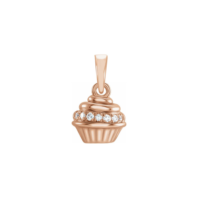 Diamond Glazed Cupcake Pendant rose (14K) front - Popular Jewelry - New York
