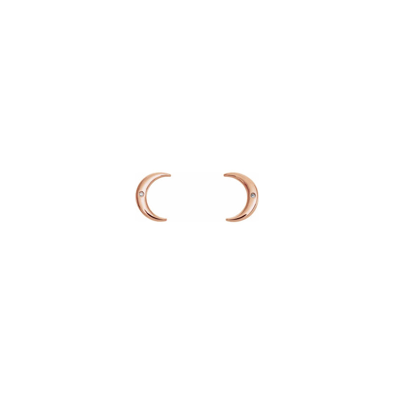 Diamond Incrusted Crescent Moon Stud Earrings rose (14K) front - Popular Jewelry - New York