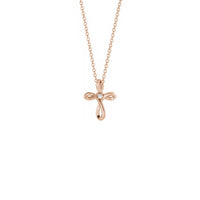 Diamond Incrusted Infinity Cross Necklace rose (14K) front - Popular Jewelry - New York