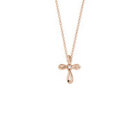 Diamond Incrusted Infinity Cross Necklace បានកើនឡើង (14K) ផ្នែកខាងមុខ - Popular Jewelry - ញូវយ៉ក