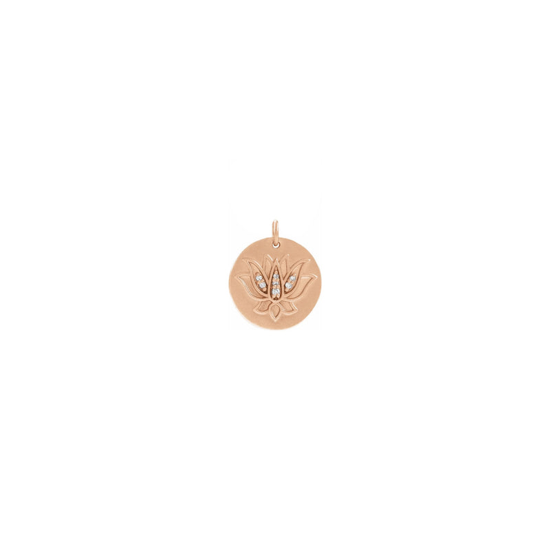 Diamond Lotus Disc Pendant rose (14K) front - Popular Jewelry - New York
