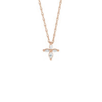 Diamond Marquise Cross Necklace rose (14K) front - Popular Jewelry - New York