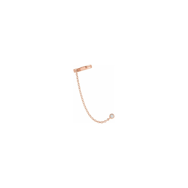 Diamond Solitaire Ear Cuff with Chain rose (14K) main - Popular Jewelry - New York