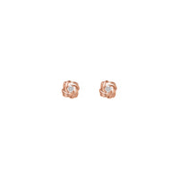 Diamond Solitaire Knot Stud belarritakoak arrosa (14K) aurrealdean - Popular Jewelry - New York
