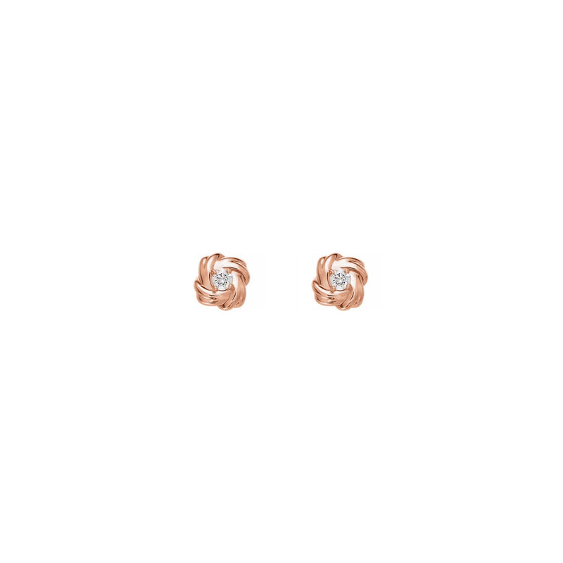 Diamond Solitaire Knot Stud Earrings rose (14K) front - Popular Jewelry - New York