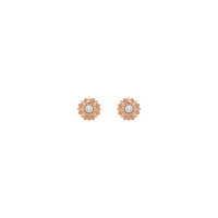 Diamond Solitaire Sun Stud auskari pieauga (14K) priekšā - Popular Jewelry - Ņujorka