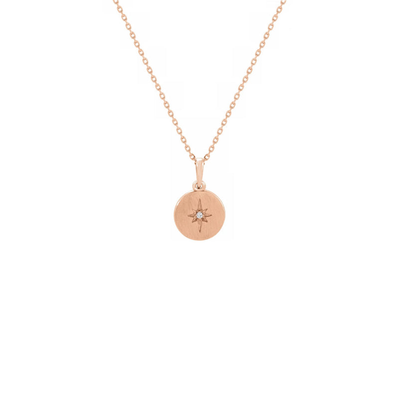 Diamond Starburst Medallion Necklace rose (14K) front - Popular Jewelry - New York
