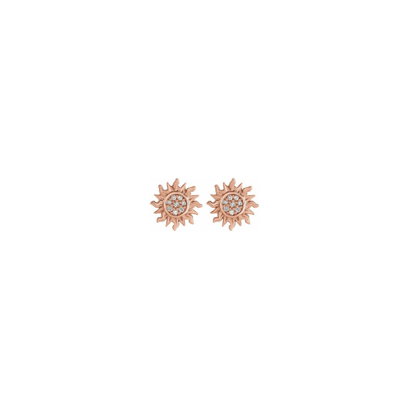 Diamond Sun Stud Earrings rose (14K) front - Popular Jewelry - New York