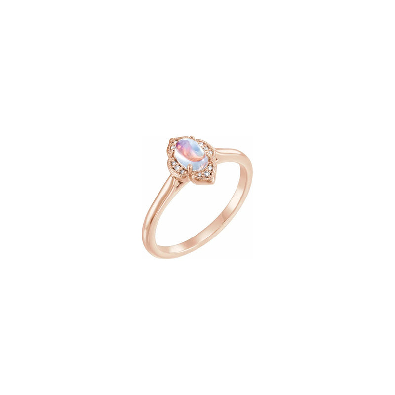 Diamond & Moonstone Oval Cabochon Clover Ring rose (14K) main - Popular Jewelry - New York