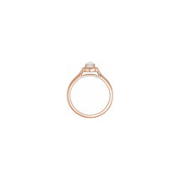Diamond & Moonstone Oval Cabochon Clover Ring rose (14K) setting - Popular Jewelry - New York