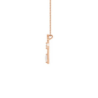 Collar con cruz perforada de diamantes y ópalo, lado de rosa (14K) - Popular Jewelry - Nueva York