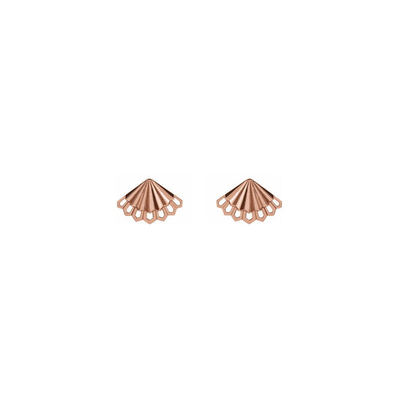 Fan Stud Earrings rose (14K) front - Popular Jewelry - New York
