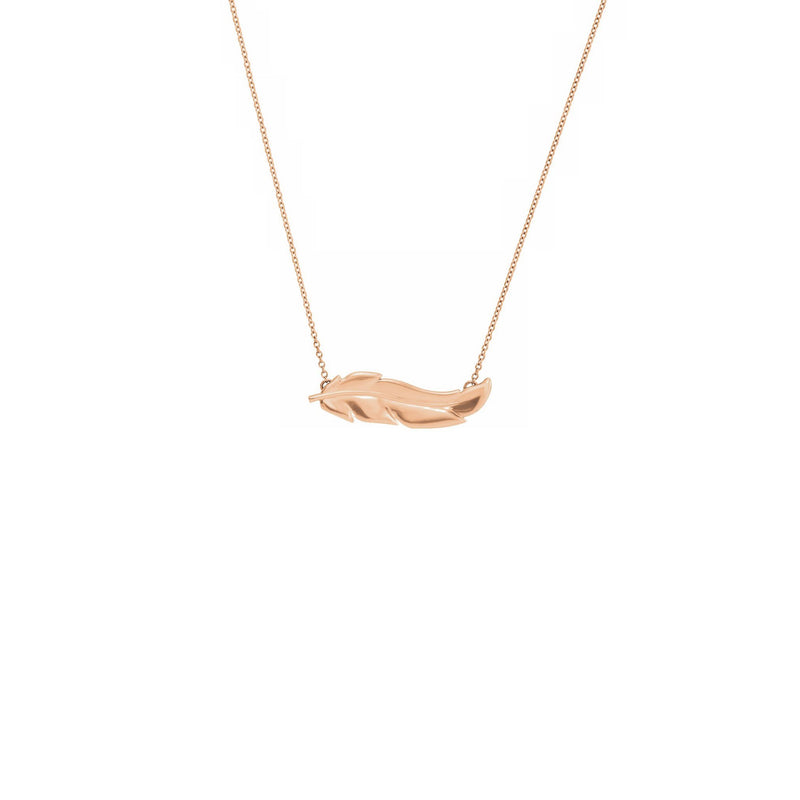 Feather Necklace rose (14K) front - Popular Jewelry - New York