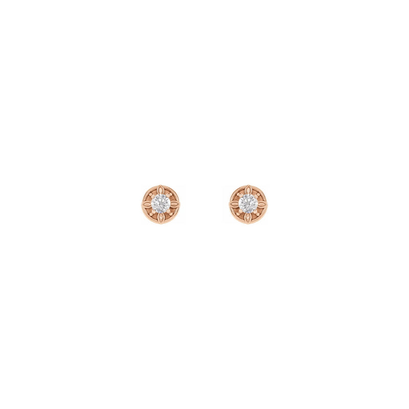 Floral-Inspired Diamond Stud Earrings rose (14K) front - Popular Jewelry - New York