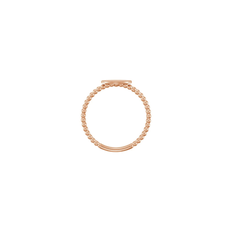 Horizontal Oval Beaded Stackable Signet Ring rose (14K) setting - Popular Jewelry - New York