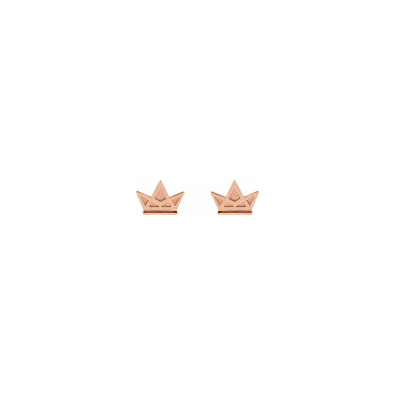 Intersected Crown Stud Earrings rose (14K) front - Popular Jewelry - New York