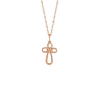 Knotted Cross Necklace rose (14K) front - Popular Jewelry - New York