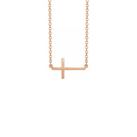 Large Sideways Cross Necklace rose (14K) front - Popular Jewelry - New York