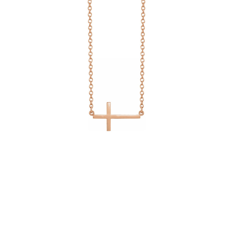 Medium Sideways Cross Necklace rose (14K) front - Popular Jewelry - New York