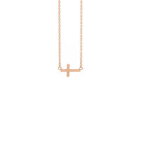 Mini Sideways Cross Lepoko arrosa (14K) aurrealdean - Popular Jewelry - New York