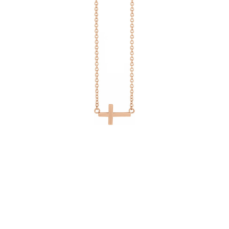 Mini Sideways Cross Necklace rose (14K) front - Popular Jewelry - New York