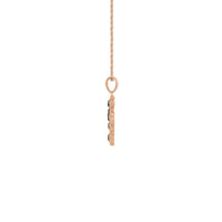 Onyx Cabochon Cross Necklace rose (14K) side - Popular Jewelry - New York