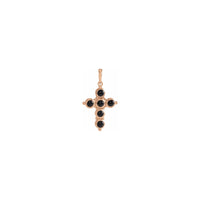 オニキス カボション クロス ペンダント ローズ (14K) フロント - Popular Jewelry - ニューヨーク