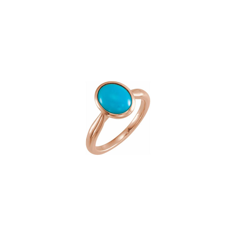Oval Turquoise Cabochon Ring rose (14K) main - Popular Jewelry - New York