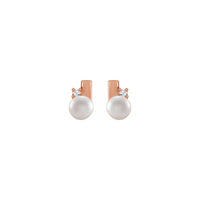 Pearl and Diamond Geometric Stud Earrings rose (14K) front - Popular Jewelry - New York