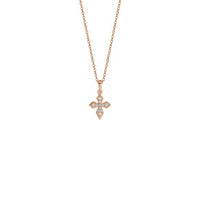 Petite Diamond Cross Necklace rose (14K) front - Popular Jewelry - New York